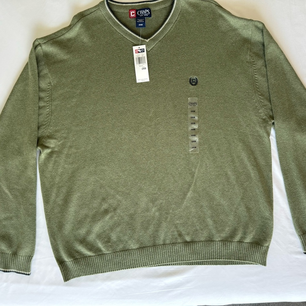 Chaps Men's Olive‎ V-Neck Sweater